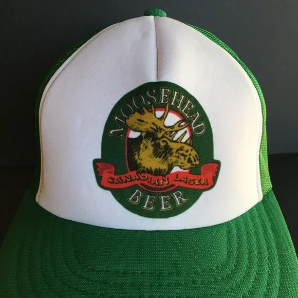 NEW Vintage 1980's Moosehead Beer Green White Trucker Hat Cap Polyfoam Snapback - Picture 8 of 13